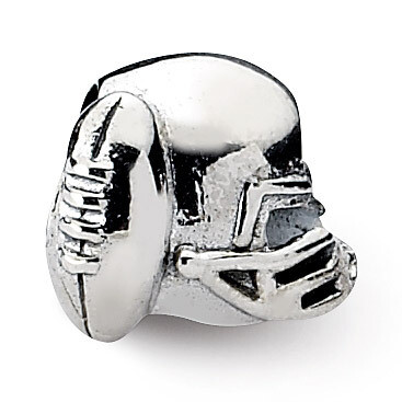 Football Helmet Bead - Sterling Silver QRS1826, MPN: QRS1826, 883957310299