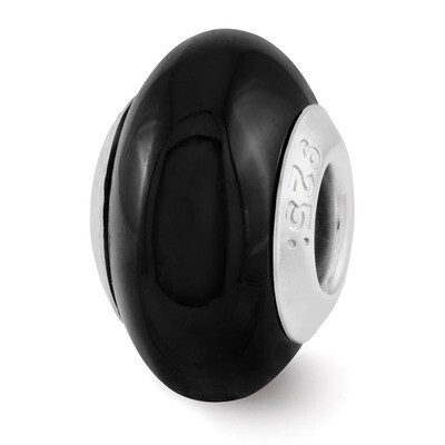 Black Glass Bead - Sterling Silver QRS3218, MPN: QRS3218, 191101194436