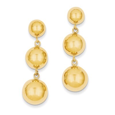 Half Ball Dangle Earrings 14k Gold Polished E883, MPN: E883, 658226124965