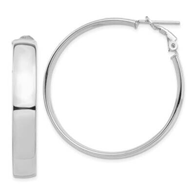 7mm Omega Back Hoop Earrings 14k White Gold High Polished PRE964W, MPN: PRE964W, 191101984938