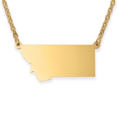 Montana State Pendant with Chain Engravable Gold-plated on Sterling Silver, MPN: XNA706GP-MT, 88677…