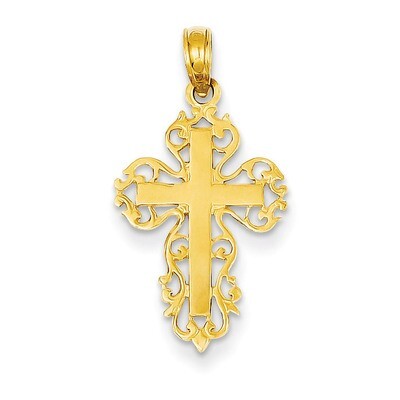 Filigree Cross Charm 14k Gold Polished D1533, MPN: D1533, 637218037865