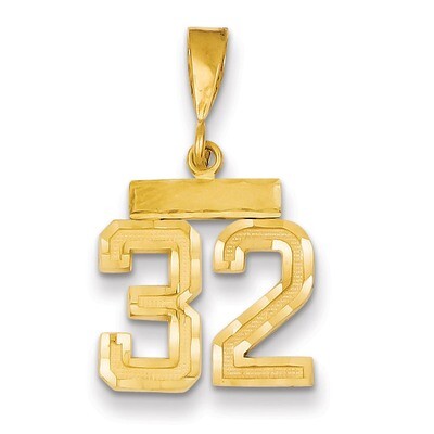 Number 32 Charm 14k Gold Small Diamond-cut SN32, MPN: SN32, 883957104256