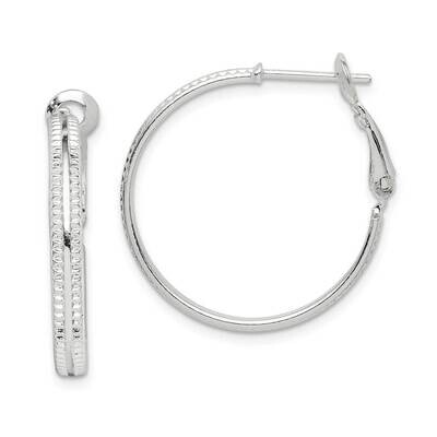 Milgrain 25x3 Omega Back Hoop Earrings Sterling Silver QE14925, MPN: QE14925, 883957937809