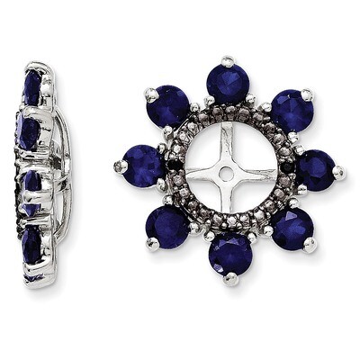Created Sapphire &amp; Black Sapphire Earring Jacket Sterling Silver Rhodium QJ114SEP, MPN: QJ114SEP, 1…
