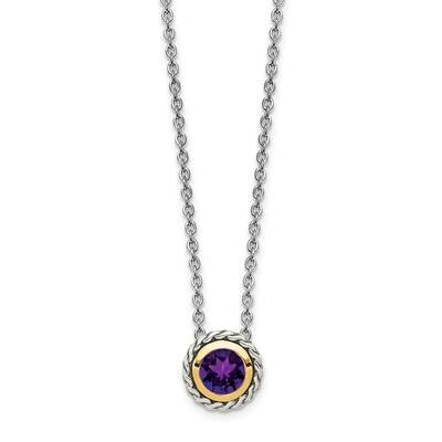 Amethyst Slide Necklace Sterling Silver with 14k Gold Accent QTC1586, MPN: QTC1586, 883957170930