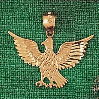 Dazzlers Jewelry Flying Eagle Pendant Necklace Charm Bracelet in Yellow, White or Rose Gold 2863, M…