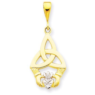 Diamond-cut Claddagh Pendant 14k Gold Rhodium K2744, MPN: K2744, 869786173595