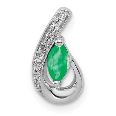 Teardrop Diamond &amp; Emerald Pendant 14k White Gold PM5282-EM-005-WA, MPN: PM5282-EM-005-WA, 88395742…