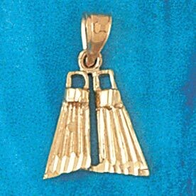 Dazzlers Jewelry Scuba Diving Diver Fin Pendant Necklace Charm Bracelet in Yellow, White or Rose Go…