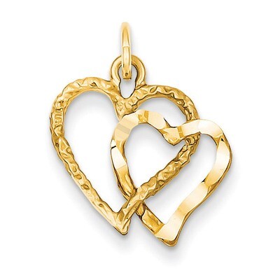 Double Heart Charm 14k Gold C308, MPN: C308, 886774089188