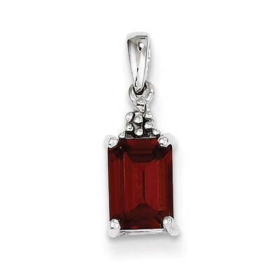 Garnet &amp; Diamond Pendant Sterling Silver Rhodium QDX643, MPN: QDX643, 883957548623