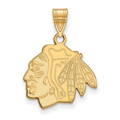 Chicago Blackhawks Medium Pendant Gold-plated Silver GP003BLA, MPN: GP003BLA, 886774740898