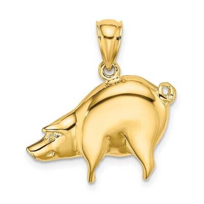 Polished Pig Charm 14k Gold 2-D K6535, MPN: K6535, 637218043613