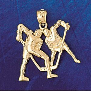 Dazzlers Jewelry Hockey Player Pendant Necklace Charm Bracelet in Yellow, White or Rose Gold 3584, …