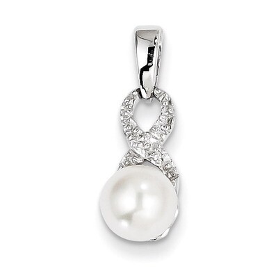 Diamond and Cultured Pearl Pendant Sterling Silver Rhodium-plated QP3163, MPN: QP3163, 883957522036