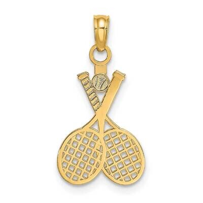 Double Tennis Racket with Ball Charm 14k Gold K8779, MPN: K8779, 637218083305