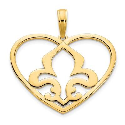Heart Fleur De Lis Pendant 14k Gold D5072, MPN: D5072, 196904082461