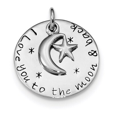 Love You To Moon &amp; Back Pendant Sterling Silver Rhodium-plated QC9189, MPN: QC9189, 886774119861