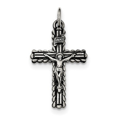 Brushed INRI Crucifix Pendant Sterling Silver Antiqued QC8300, MPN: QC8300, 191101453472