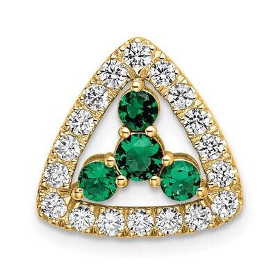 Si1/Si2, G H I, Lab Crtd Emerald Triangle Pendant 14k Gold Lab Grown Diamond PM7932-CEM-045-YLG, MP…