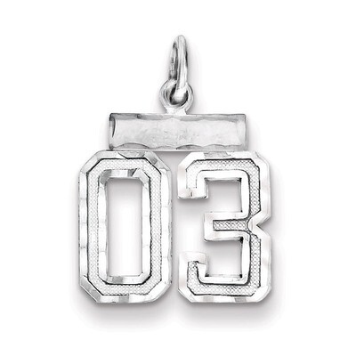 Number 03 Charm Diamond-cut Sterling Silver QSN03T, MPN: QSN03T, 883957120287
