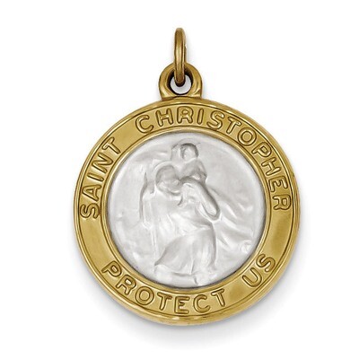 Gold Plated Satin Saint Christopher Medal Pendant Sterling Silver QC7369, MPN: QC7369, 886774582801