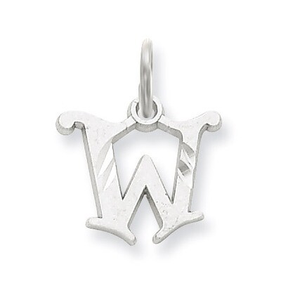 Diamond-cut Initial W Charm 14k White Gold WCH139-W, MPN: WCH139-W, 883957130743