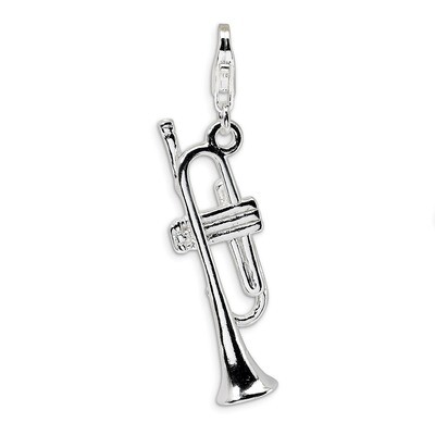 Polished Trumpet Charm Sterling Silver QCC286 by Amore La Vita, MPN: QCC286, 883957332437