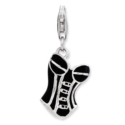 3-D Enameled Corset Charm Sterling Silver QCC830 by Amore La Vita, MPN: QCC830, 886774235608