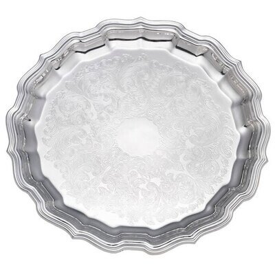 Reed and Barton Engravable Chippendale Round Tray 14 1/2 Emb 865170, MPN: 865170, 735092251893