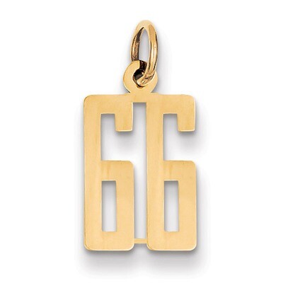 Number 66 Charm 14k Gold Small Polished Elongated LES66, MPN: LES66, 883957317533