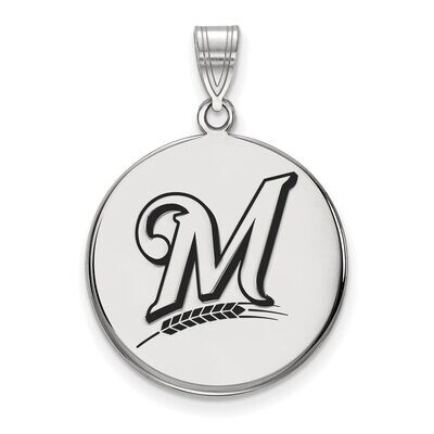 Milwaukee Brewers Large Enamel Disc Pendant Sterling Silver SS016BRE, MPN: SS016BRE, 886774627724