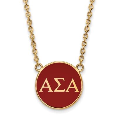 Alpha Sigma Alpha Small Enameled Pendant with 18 Inch Chain Gold-plated Silver GP030ASI-18, MPN: GP…