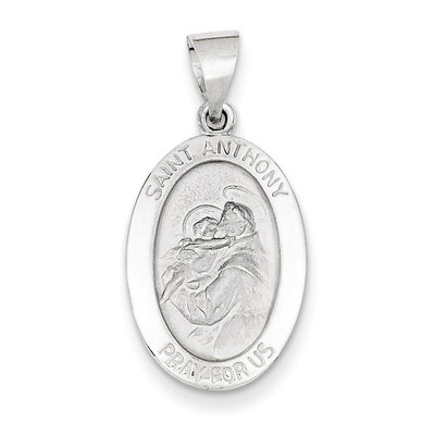 Polished and Satin Saint Anthony Medal Pendant 14k White Gold XR1290, MPN: XR1290, 883957494265