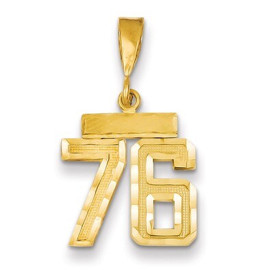 Number 76 Charm 14k Gold Small Diamond-cut SN76, MPN: SN76, 883957105758