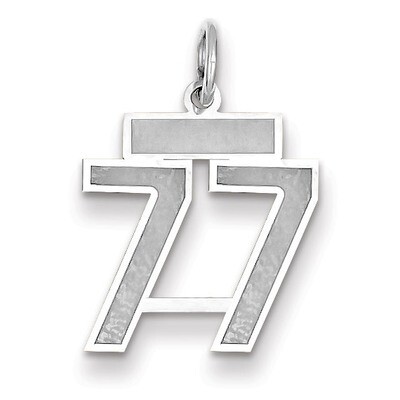 Number 77 Charm Small Satin 14k white Gold WSS77, MPN: WSS77, 883957072548