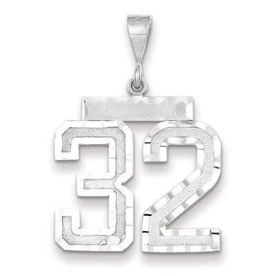 Number 32 Charm 14k white Gold Large Diamond -cut WLN32, MPN: WLN32, 883957123615