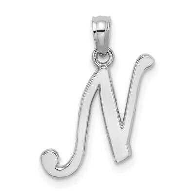 N Script Initial Charm 10k White Gold Polished 10K6422WN, MPN: 10K6422WN,