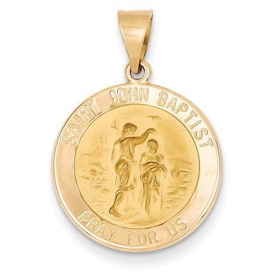 Saint John Baptist Medal Pendant 14k Gold Polished and Satin XR1336, MPN: XR1336, 883957421858