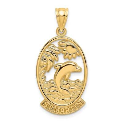 St. Martin with Dolphin Sunset Charm 14k Gold K8248, MPN: K8248, 637218096091