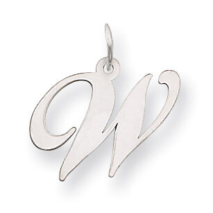 Medium Fancy Script Initial W Charm Pendant 14k white Gold YC653W, MPN: YC653W, 883957030265
