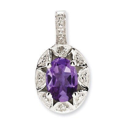 February Amethyst Pendant Sterling Silver Diamond QBPD10FEB, MPN: QBPD10FEB, 883957353593