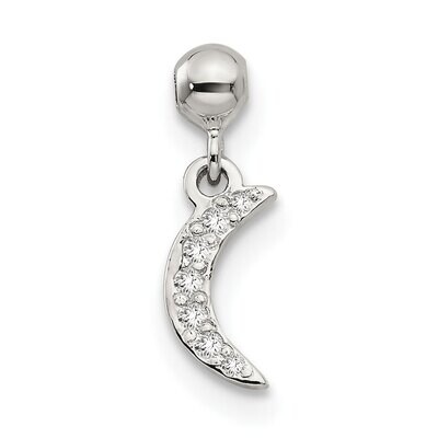CZ Diamond Dangle Moon Charm Sterling Silver Mio Memento QMM178, MPN: QMM178,