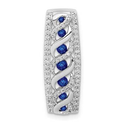 1/5Ct. Diamond &amp; .26 Sapphire Fancy Twist Chain Slide 14k White Gold PM3848-SA-020-WA, MPN: PM3848-…