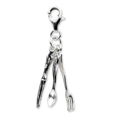 Cutlery Charm Sterling Silver QCC681 by Amore La Vita, MPN: QCC681, 886774074603