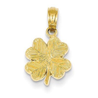 4-Leaf Clover Pendant 14k Gold Polished &amp; Textured D4371, MPN: D4371, 637218153565