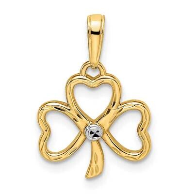 Clover Pendant 14k Gold and White Rhodium Diamond-Cut M2984, MPN: M2984, 196904072714