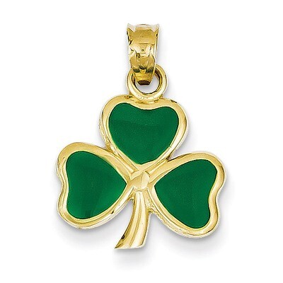 Enameled 3 Leaf Clover Pendant 14k Gold K1721, MPN: K1721, 752908164543