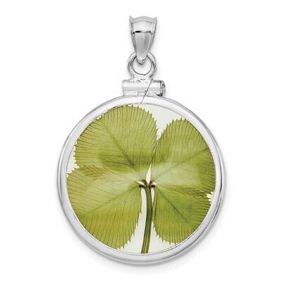 3D Genuine 4-Leaf Clover Pendant Sterling Silver Polished QC10998, MPN: QC10998, 637218106851